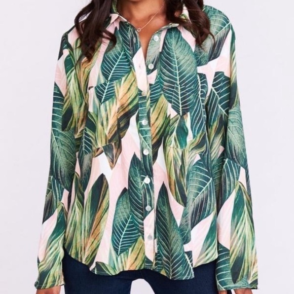 Show me Your Mumu Peachy Palm Button Front Long Sleeve Shirt - Picture 1 of 14